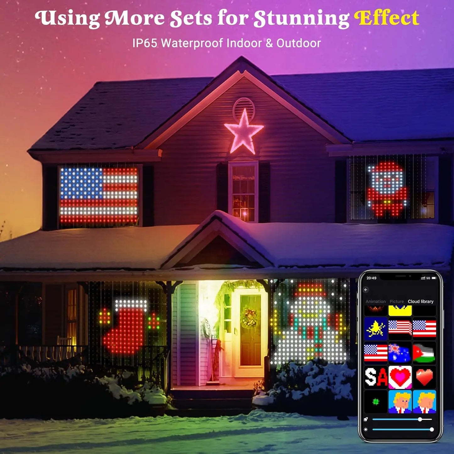 AURALITE Christmas LED Smart Curtain Lights Room App DIY RGB Fairy Lights Music Window Strip Lights Home Room Decoration